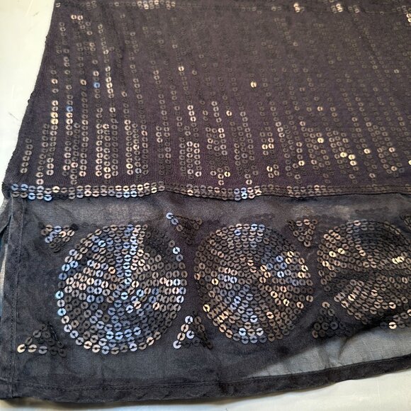 Adrienne Vittadini Collection Tunic Blouse Womens Sheer Sequin Top Long Sleeve - Picture 13 of 16